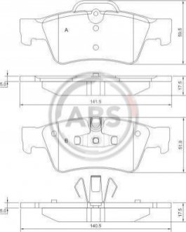 Комплект тормозных колодок, дисковый тормоз A.B.S. 37509