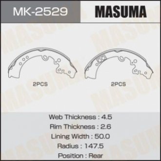 Колодки барабанные HILUX/ KUN25L, KUN35L (1/4) MASUMA MK2529 (фото 1)