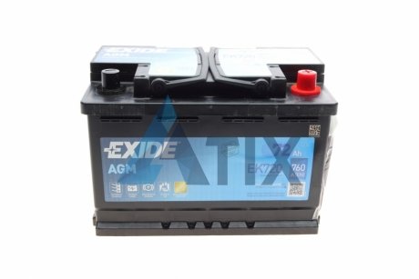 Аккумулятор 72Ah-12v AGM (278х175х190),R,EN760 EXIDE EK720