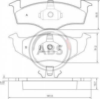 КОЛОДКИ ТОРМ. П VW GOLF/VENTO DIESEL 95-. POLO 7/95- A.B.S. 36970 (фото 1)