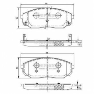 Колодки тормозные дисковые, комплект KIA Sorento NIPPARTS J3600318