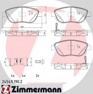 Комплект тормозных колодок дисковый тормоз ZIMMERMANN 24549.190.2