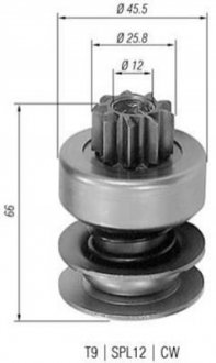 Бендикс на Delko 9зубов 12 шлицов 65,5/25,8mm MAGNETI MARELLI 940113020063