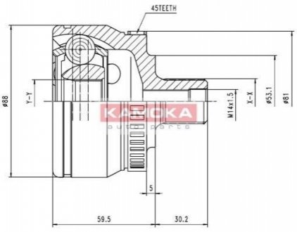 Шарнир внешн.к-кт VAG 33/30 ABS 45 /под болт/ KAMOKA 6762