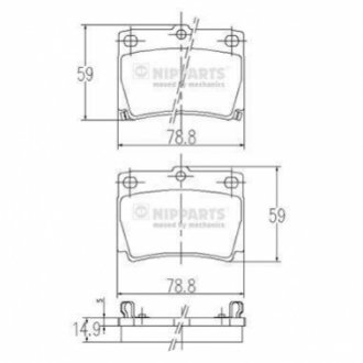 КОЛОДКИ ТОРМОЗНЫЕ ДИКОВЫЕ КОМПЛЕКТ MITSUBISHI NIPPARTS J3615011