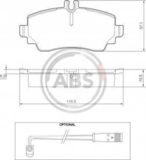 Комплект тормозных колодок, дисковый тормоз A.B.S. 37336 (фото 1)