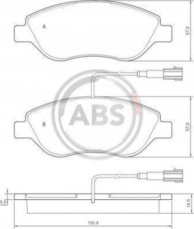 Комплект тормозных колодок, дисковый тормоз A.B.S. 37281