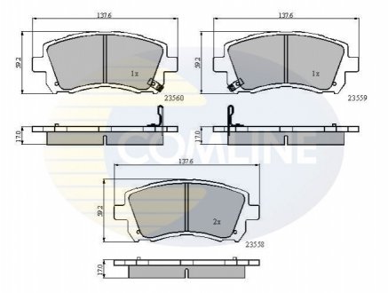 Комплект тормозных колодок, дисковый тормоз COMLINE CBP3722 (фото 1)