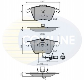 Комплект тормозных колодок, дисковый тормоз COMLINE CBP11200