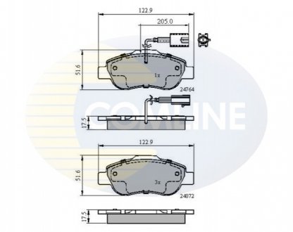 Комплект тормозных колодок, дисковый тормоз COMLINE CBP11600 (фото 1)