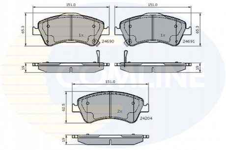 Комплект тормозных колодок, дисковый тормоз COMLINE CBP31588