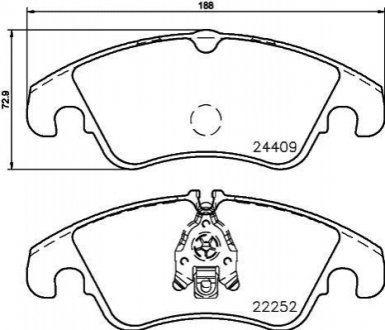 Колодки гальмівні дискові комплект; передн. HELLA 8DB355023221