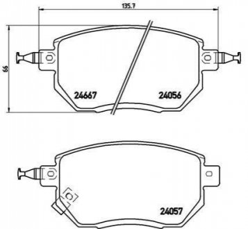 Комплект тормозных колодок дисковый тормоз BREMBO P56051