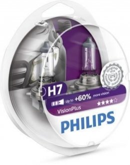 Комплект ламп H7 12V 55W VisionPlus +60% PHILIPS 12972VPS2