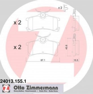Гальмівні колодки, дискове гальмо (набір) ZIMMERMANN 24013.155.1