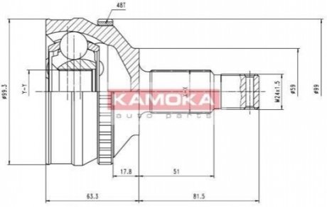 Шарнир равных угловых скоростей (ШРУС) KAMOKA 6576