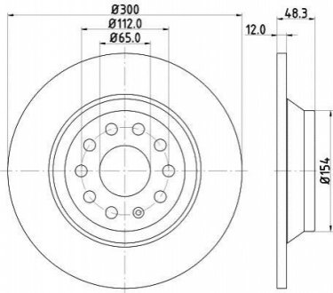 Диск тормозной VW GOLF VII 12- задний D=300мм. HELLA 8DD355119481