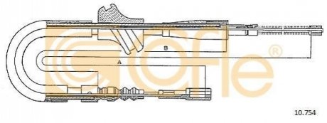 Трос ручних гальм правий (барабанний) COFLE 10754 (фото 1)