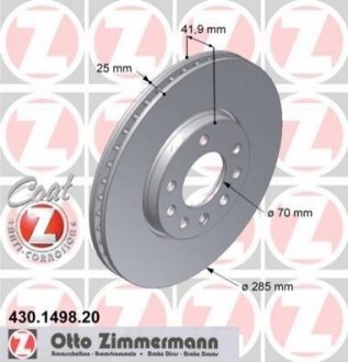 Диск тормозной вентилируемый, Coat Z ZIMMERMANN 430.1498.20