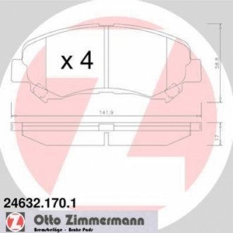 Комплект тормозных колодок ZIMMERMANN 246321701