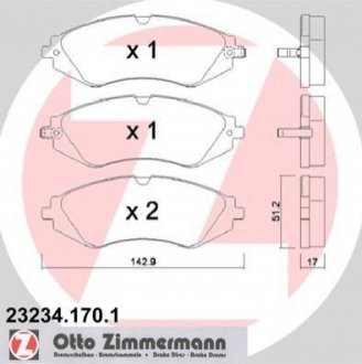 Колодки гальмівні дискові, к-кт ZIMMERMANN 23234.170.1