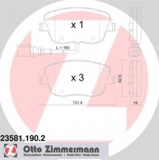 Колодки гальмівні дискові, к-кт ZIMMERMANN 23581.190.2