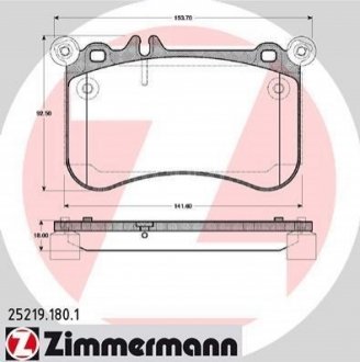 Комплект тормозных колодок, дисковый тормоз ZIMMERMANN 25219.180.1