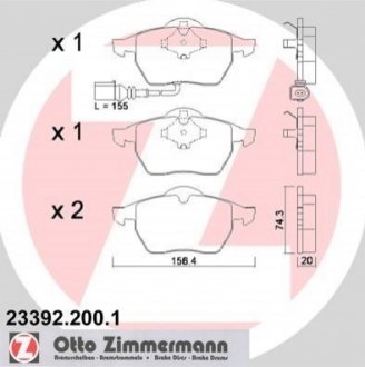 Комплект тормозных колодок ZIMMERMANN 23392.200.1 (фото 1)