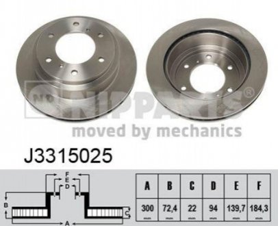 Диск тормозной задний VW Passat NIPPARTS J3315025