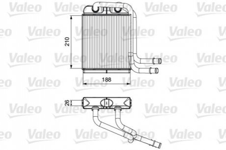 Радіатор опалювача салону VW T5/T6 1.9-3.2D 03- Valeo 811524