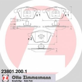 Колодки гальмівні дискові, к-кт ZIMMERMANN 23801.200.1 (фото 1)