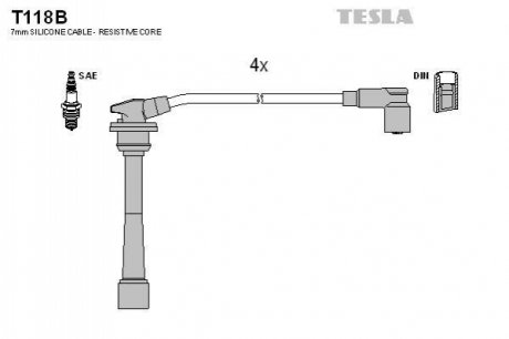Провода зажигания, комплект TESLA T118B (фото 1)