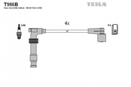 Провода зажигания, комплект TESLA T986B (фото 1)