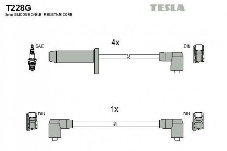 Провода зажигания, комплект TESLA T228G