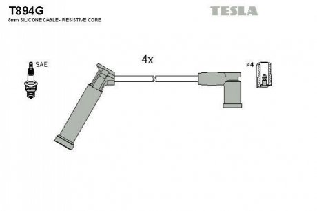 Провода зажигания, комплект TESLA T894G