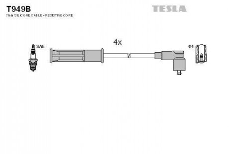 Провода зажигания, комплект TESLA T949B (фото 1)