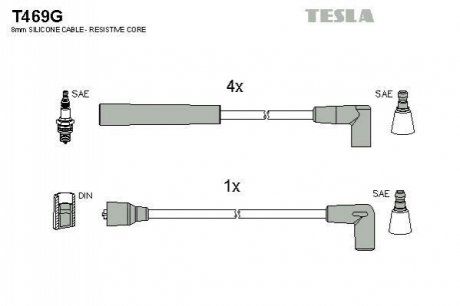 Кабель запалювання к-кт Ford Sierra 87-89 1,8 TESLA T469G