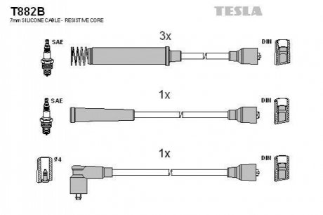 Провода зажигания, комплект TESLA T882B (фото 1)