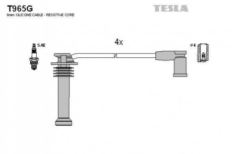 Дроти високовольтні, комплект Ford Fiesta v 2.0 (05-08),Ford Mondeo iii 1.8 (00-07) BLATNA TESLA T965G