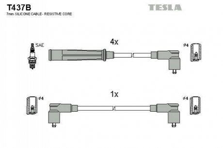 Провода зажигания, комплект TESLA T437B