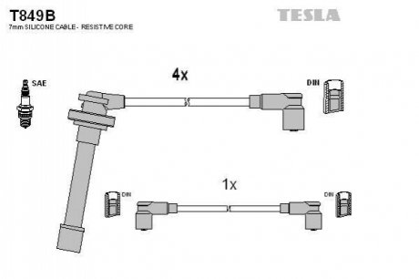 Провода зажигания, комплект TESLA T849B (фото 1)