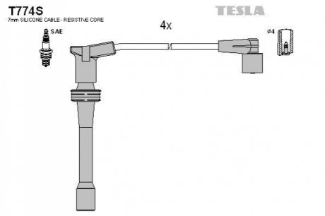 Провода зажигания, комплект TESLA T774S (фото 1)