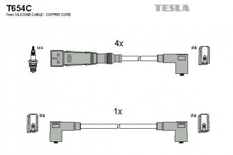 Комплект кабелiв запалювання TESLA T654C