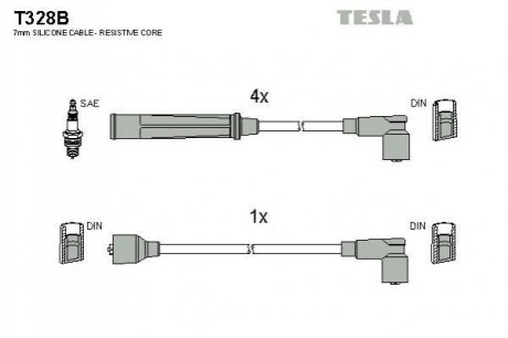 Комплект кабелiв запалювання TESLA T328B