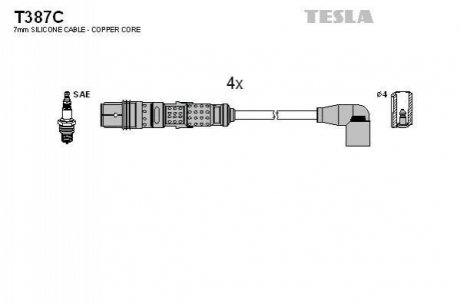 Кабель запалювання к-кт Seat Ibiza, Cordoba 1.6 BAH 04.03- TESLA T387C