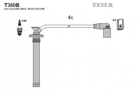 Провод высоковольтный Chery Amulet 1.5, Bonus, Very, к-т TESLA T360B