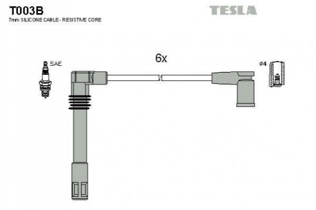 Провода зажигания, комплект TESLA T003B (фото 1)