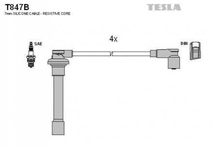 Провода зажигания, комплект TESLA T847B
