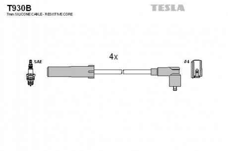 Провода зажигания, комплект Dacia Logan 1.4/1.6 TESLA T930B (фото 1)