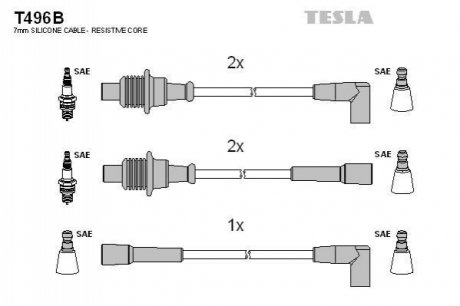 Кабель запалювання к-кт Citroen, Peugeot 86-94 1,5 TESLA T496B